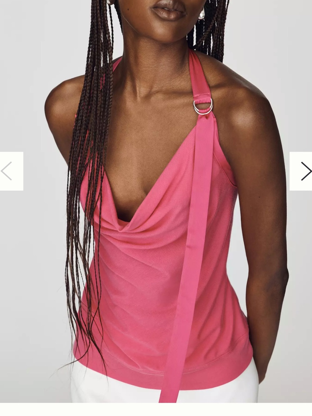 Maeve cowl neck halter top pink XL NWT